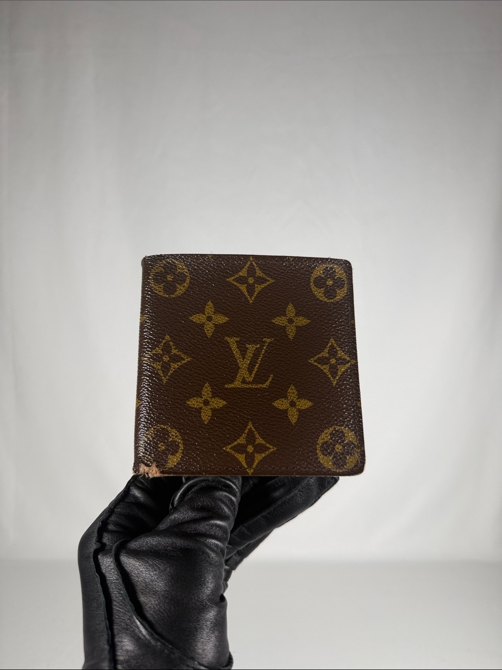 Louis Vuitton Brown Monogram Men's Bifold Wallet with Gold Accents